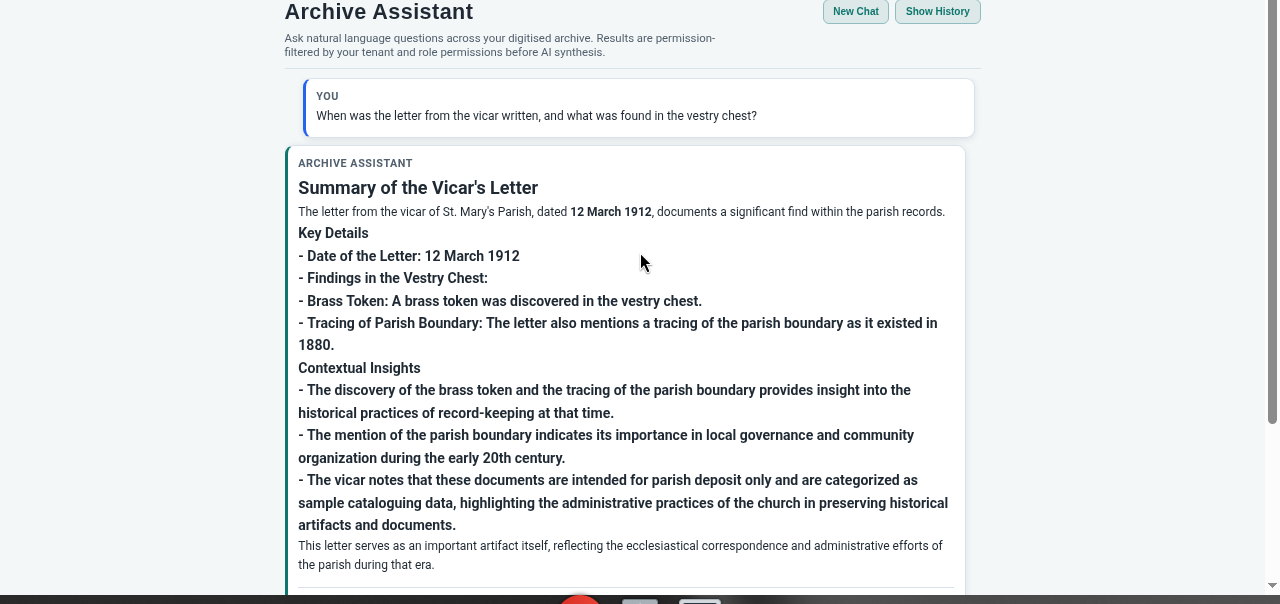 Archive Assistant (opened from Archive Chat in the top navigation)