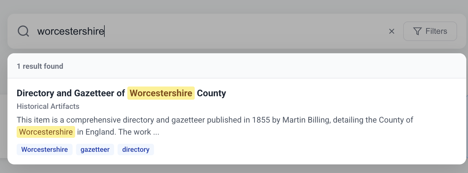 Quick search for records in a collection